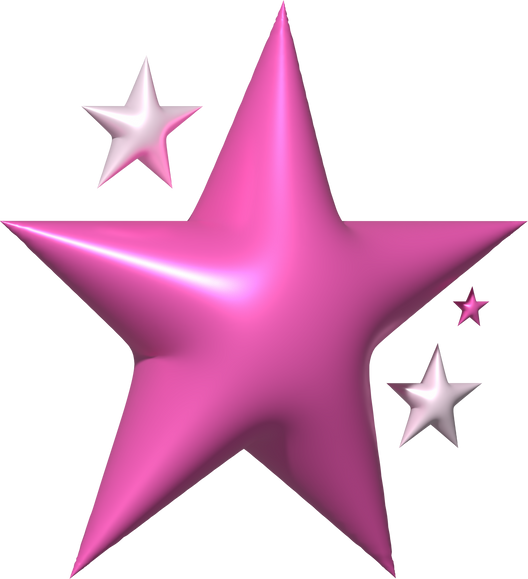 Inflated Pink White Star 3D Y2K Element