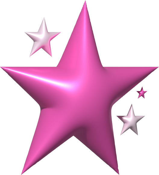 Inflated Pink White Star 3D Y2K Element