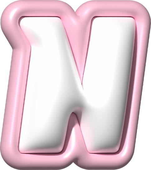 Y2K 3D Alphabet Pink Typeface N