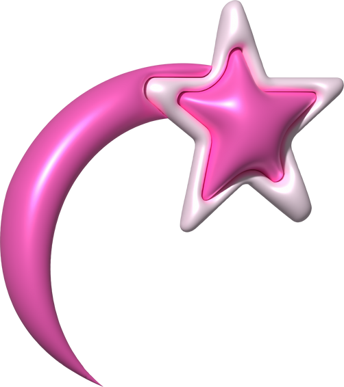 Inflated Pink White 3D Y2K Element Star