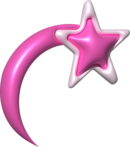 Inflated Pink White 3D Y2K Element Star