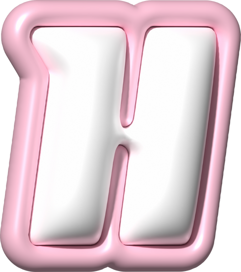 Y2K 3D Alphabet Pink Typeface H