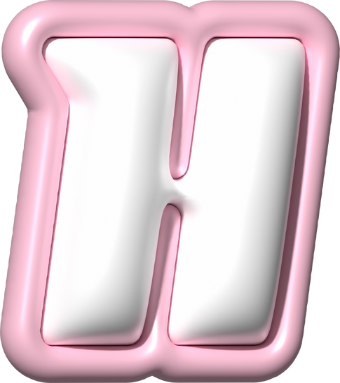 Y2K 3D Alphabet Pink Typeface H