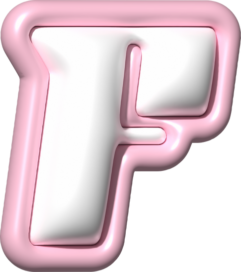 Y2K 3D Alphabet Pink Typeface F