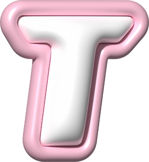Y2K 3D Alphabet Pink Typeface T