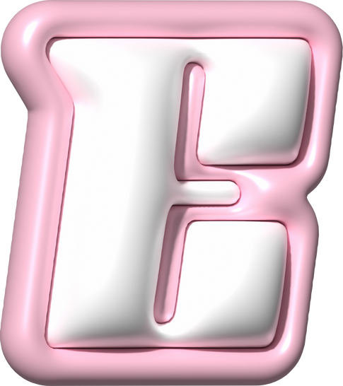 Y2K 3D Alphabet Pink Typeface E