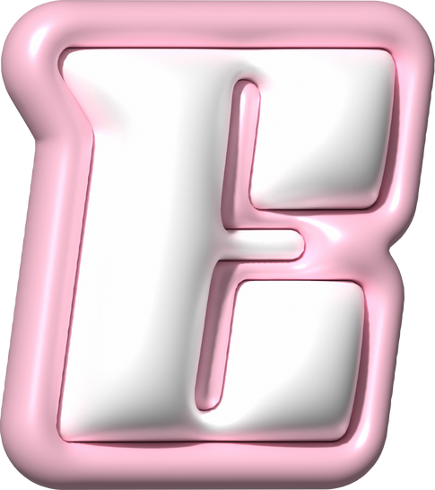 Y2K 3D Alphabet Pink Typeface E