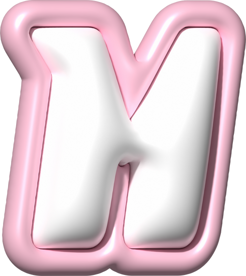 Y2K 3D Alphabet Pink Typeface M