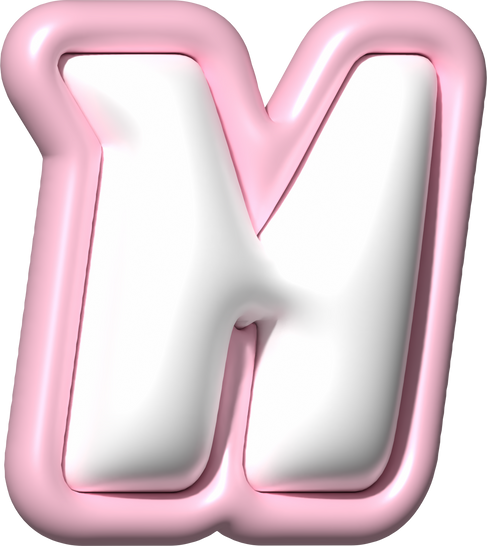 Y2K 3D Alphabet Pink Typeface M